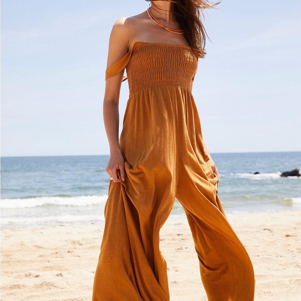 Free People Homecoming Jumper in Orange-Tan